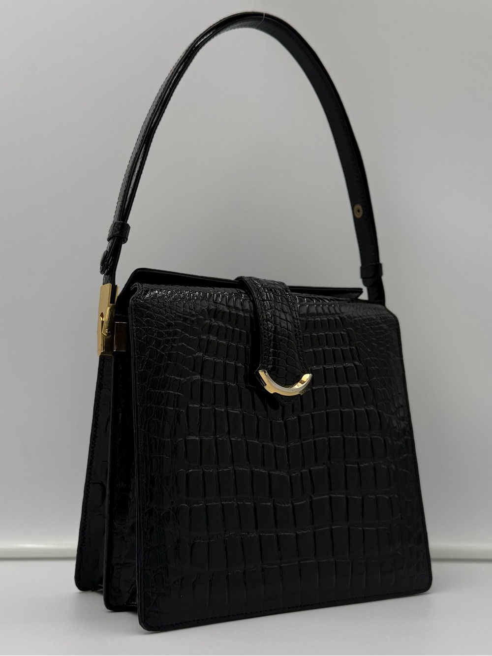 🐊GENGHIZ.K of the Peninsula Hotel • Shiny Black Exotic Niloticus CROCODILE Bag